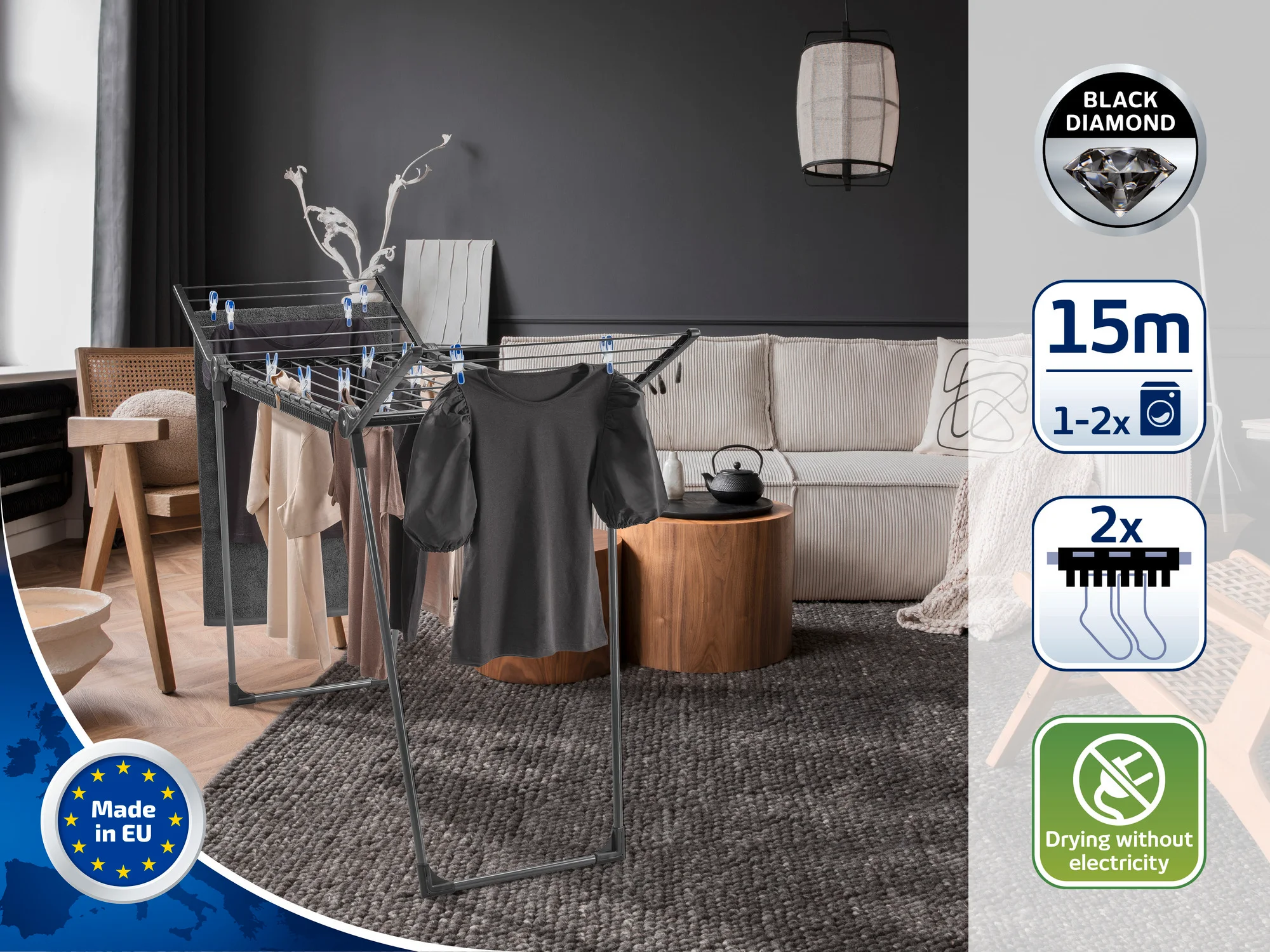 Podna sušilica za veš PEGASUS 150 Solid Slim Black - slika 02