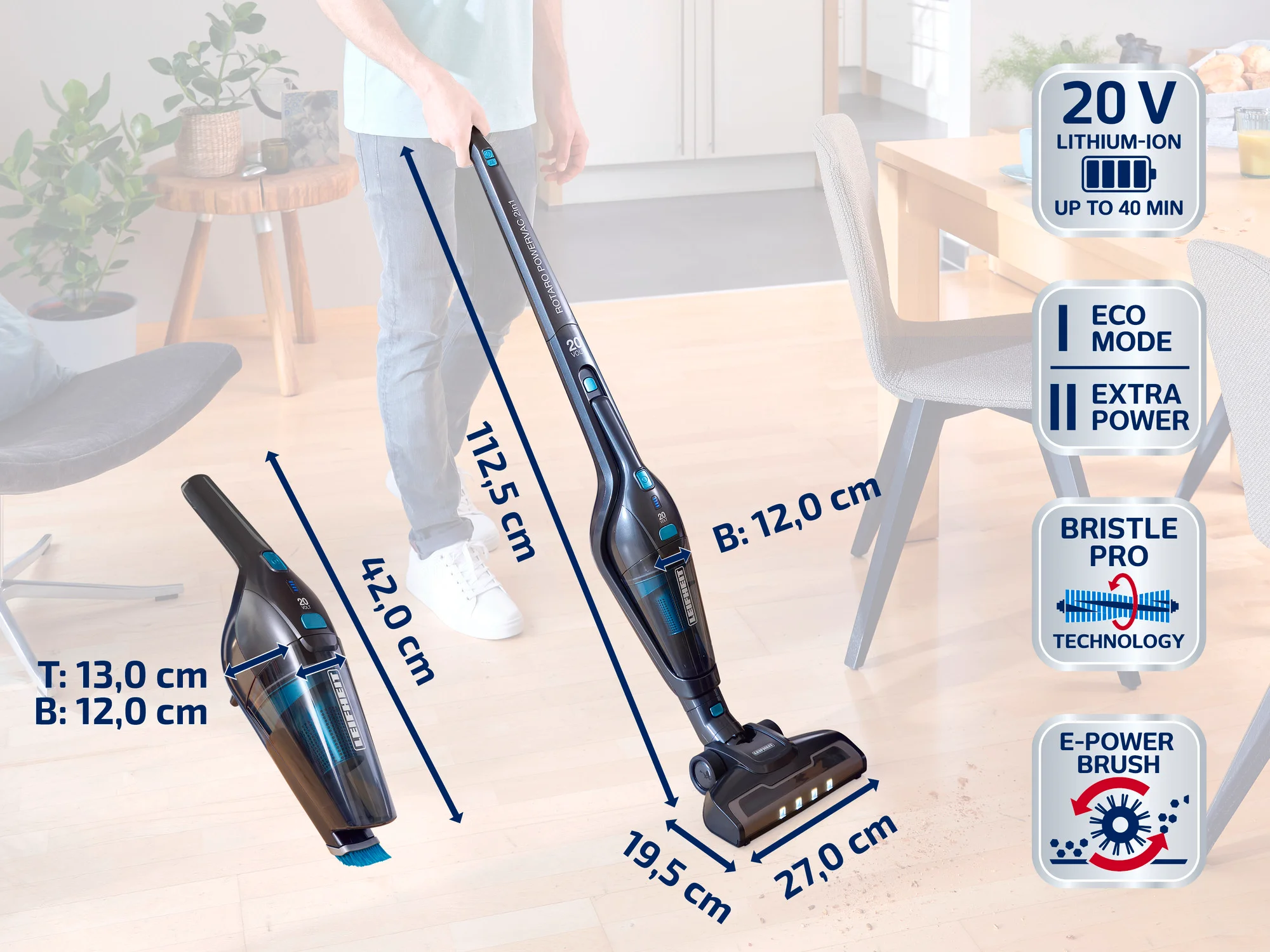 Podni štapni usisivač Rotaro PowerVac 2u1 - slika 08